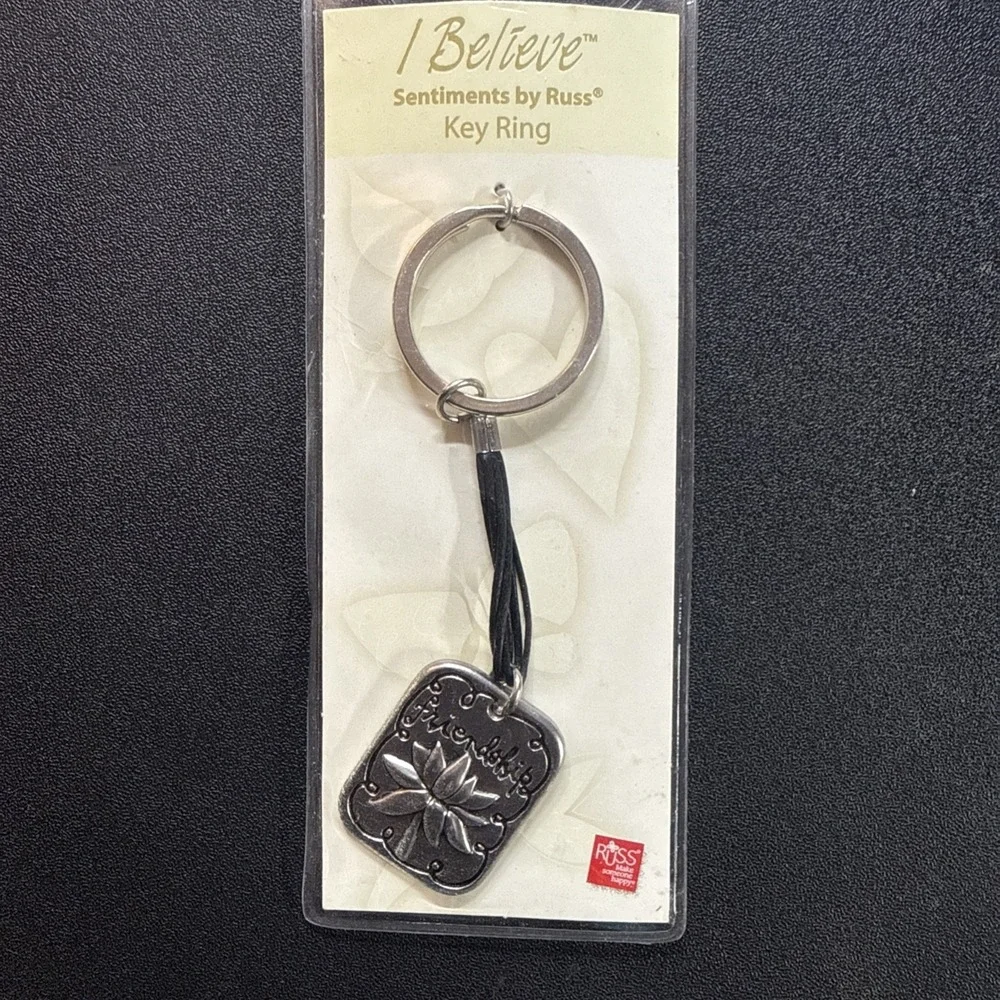 Friendship Key Ring I Believe Sentiments By Russ Metal Silver Flower